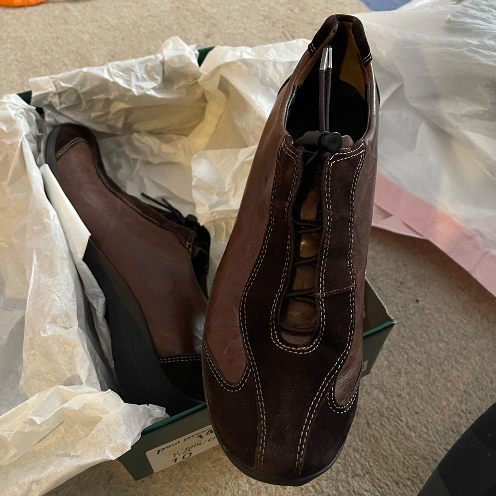 Paul Green brown leather and suede sneakers size 9.5 NWT